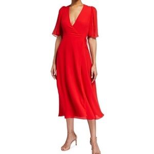 Alice + Olivia Suri red wrap dress size 8